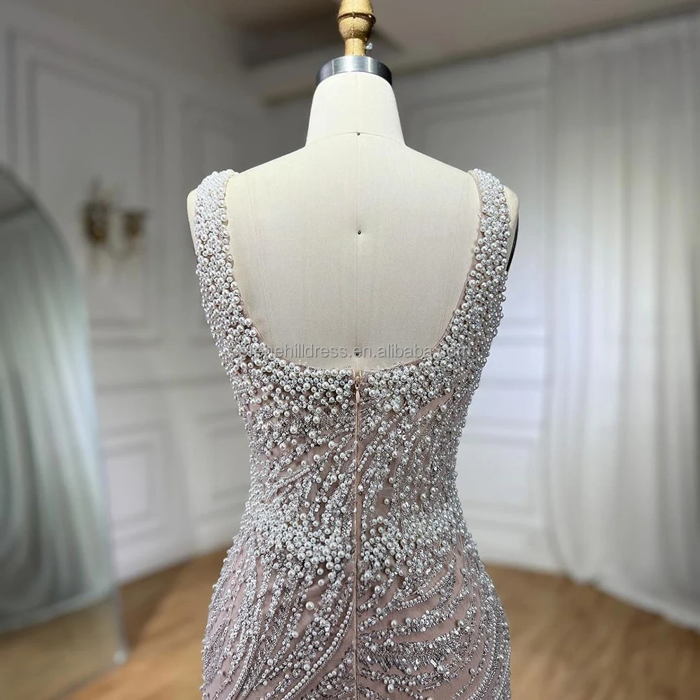Blue Beaded Mermaid Evening Dresses Elegant Long Arabic  Formal Gowns for Women Wedding Party 2025 LA72103