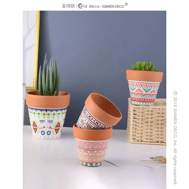 Wholesale Home Garden Decoration Italian Terracotta Flower Pots Custom Succulent Cactus Plant Pot Clay Shallow Planters
