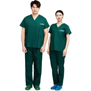 Wholesale Custom Women and Man Medical Scrubs Hospital Uniforms Workwear Doctor Nurse Scrubs Set