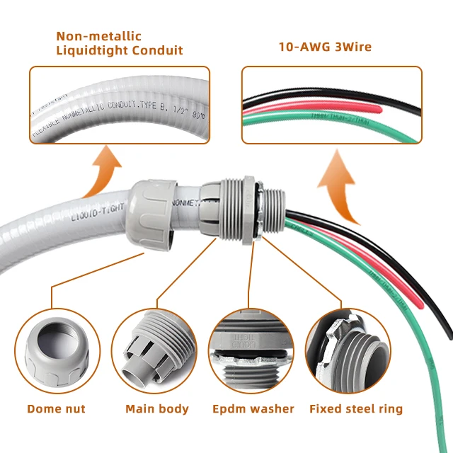 Electrical Non-Metallic Liquid Tight Flexible Conduit AC Whips Kit details