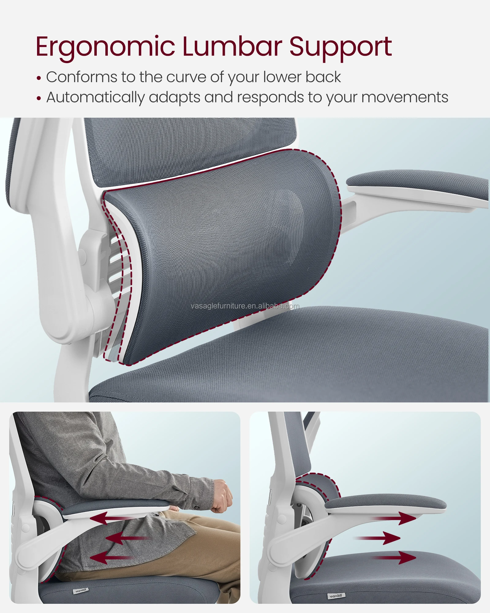 Songmics High Back Ergonomic Design Computer Chair Foldable Armrests ...