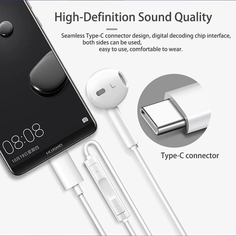 CM33 Earphone USB Type-C in-Ear Wired Headset for Huawei