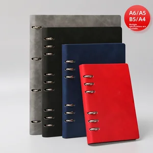 A4 B5 A6 Custom Logo Ring Binder Notebook A5 Hardcover PU Leather Loose Leaf Business Organizer Planner Notebooks