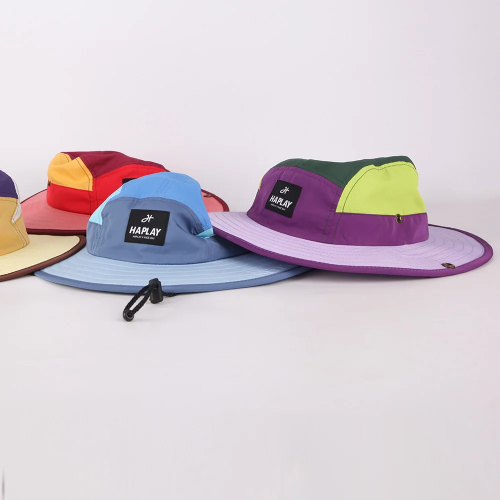 Wholesale Wide Brim Embroidery Print Logo Fishing Hat Cotton Blue Bucket  Hat Custom Boonie Hat, image size:1000x1000