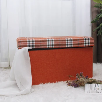 Factory Customized Modern Linen Stool Seat Design Folding Ottoman Storage Bench With Drawer