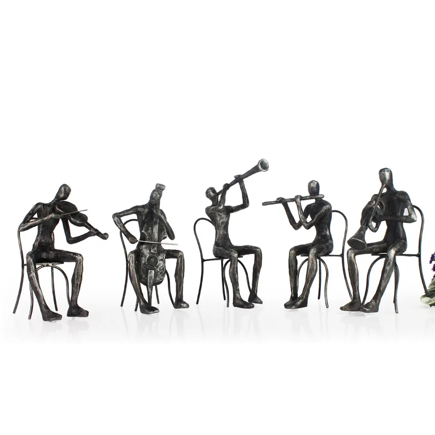 Resin Silver Abstract Art Jazz Musician Figurine Creative Ornament For Home Decoration Sculpture