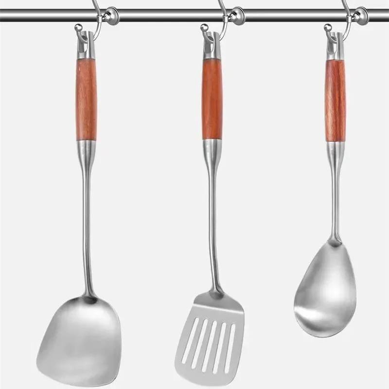 Stainless Steel Wok Spatula Wood Handle Shovel Ladle Kitchen Utensils Baking Cooking Tools Kitchenware Cookware 4
