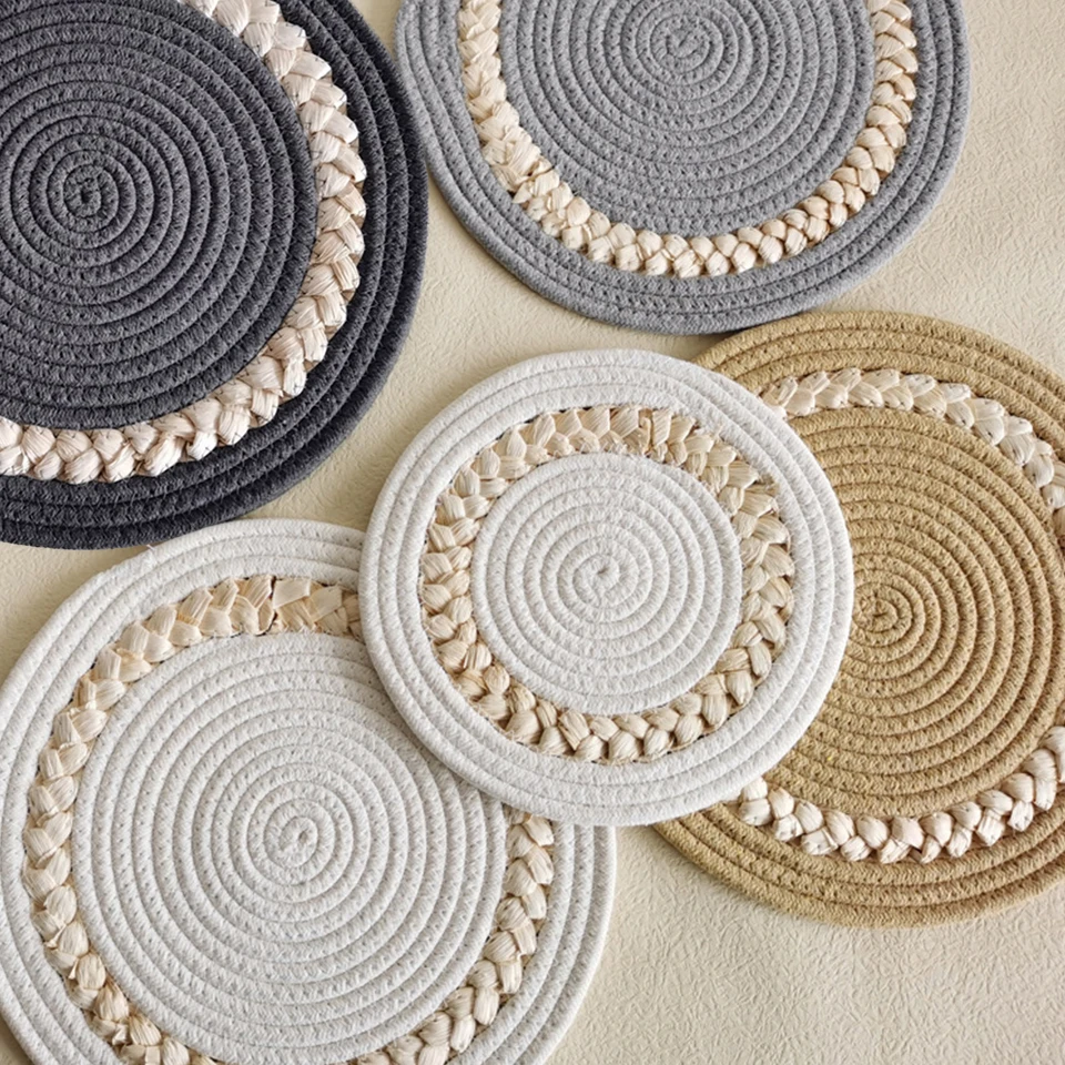 Home Dinning Table Mat Modern Custom Coaster Woven Cotton Table Mat