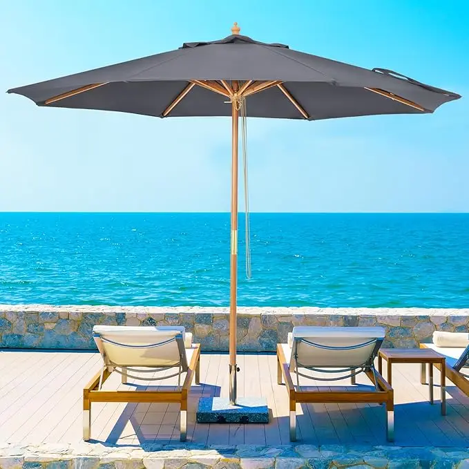 Ombrellone da giardino in legno per terrazzo e spiaggia_voghion.com