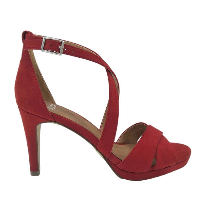 Red Suede Prom Shoes Wedding High Heels 