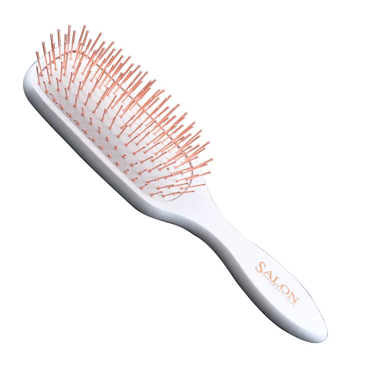 Easy to clean not easy to knot non-slip handle cushion hair brush anti-bacteria copper pin brush