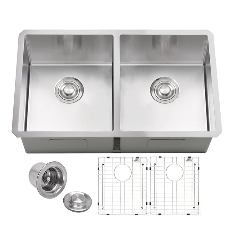 3218 Handmade Double Bowl Undermount Kitchen Sinks