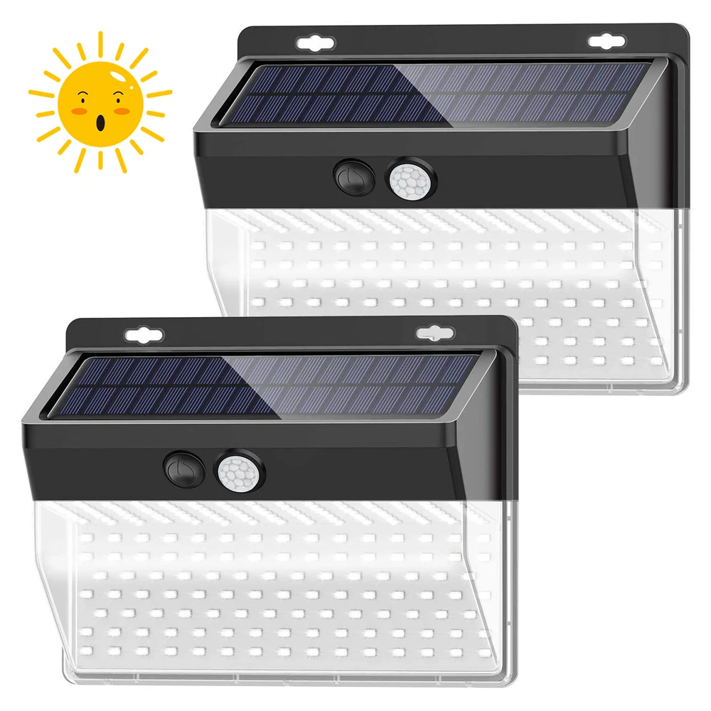 New 206 LED outside lighting wall mounted motion sensor lamparas solares 270 degree IP65 waterproof solar sensor wall light