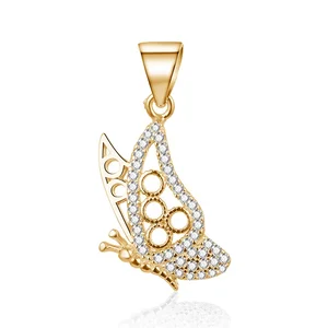 POLIVA Butterfly Pendant Charms Necklace Pendant Gold Plated 925 Sterling Silver Cubic Zirconia Women Trendy Party Zircon 2g