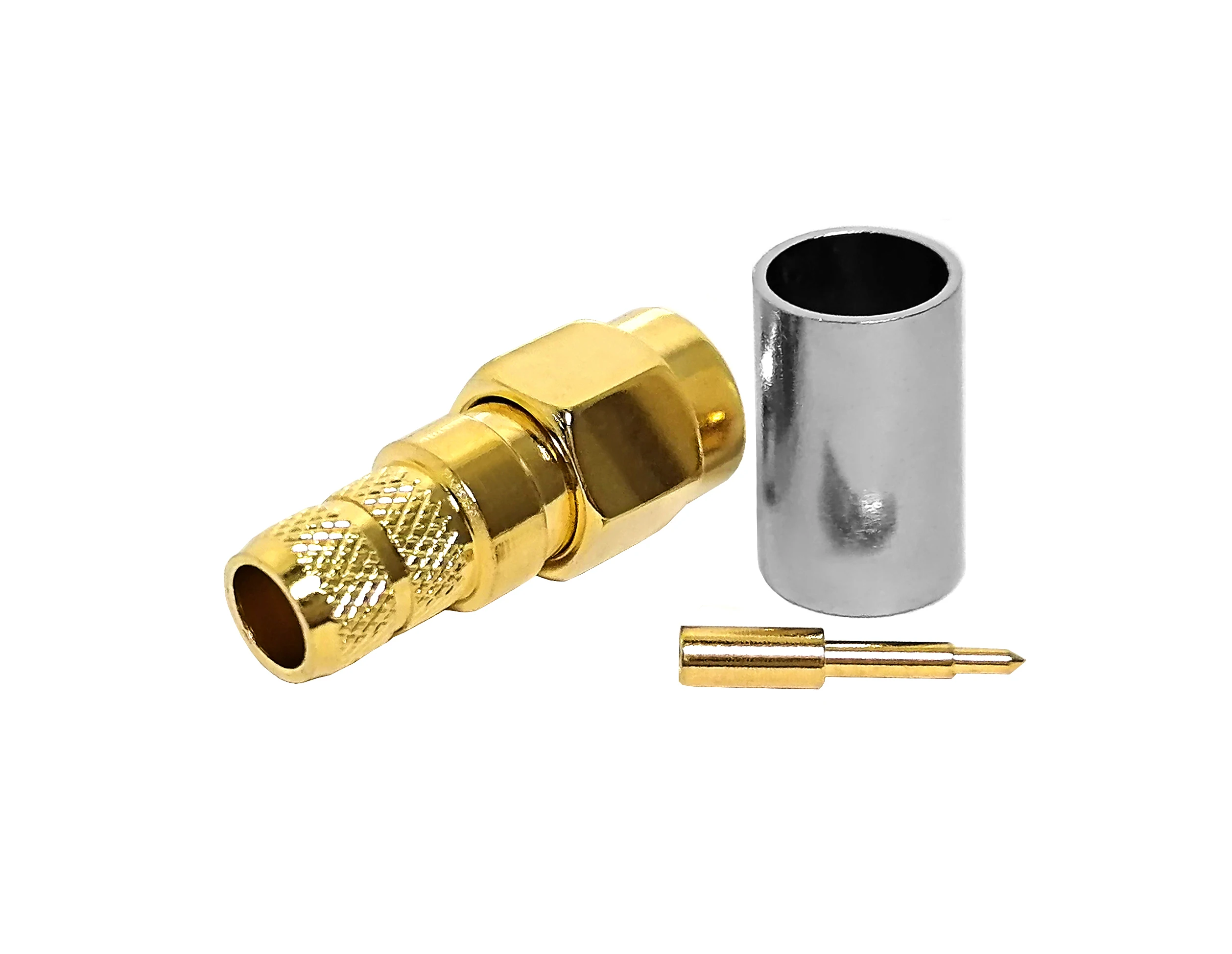 RF connector SMA type male pin straight crimp for LMR240 H155 4DFB RG59 RF coaxial cable plug with golden