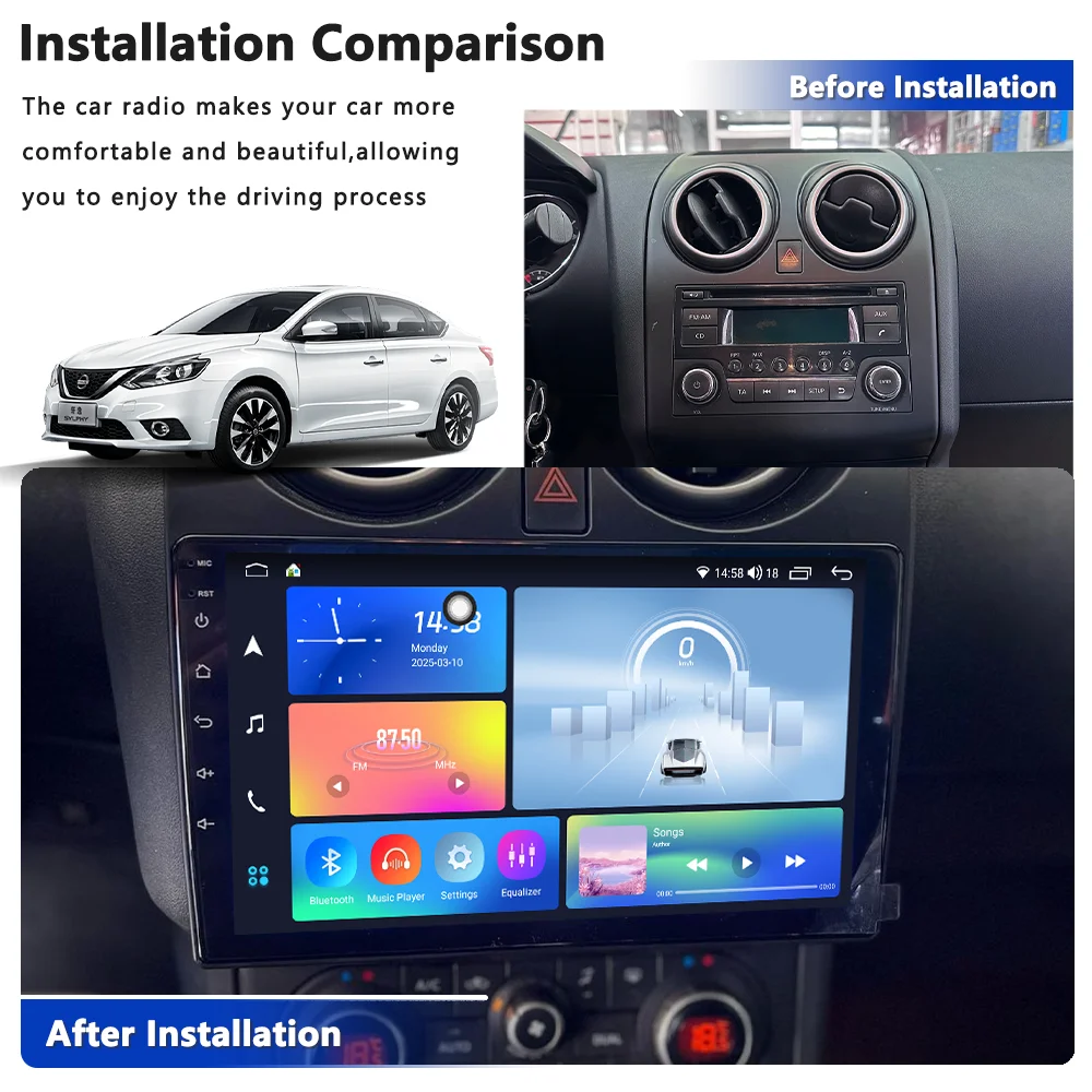 Meihua Android Universal Dashboard Nissan Qashqai 2008-2013 Car Radio Frame Disc Trim Installation Kit Car DVD Dashboard Frame