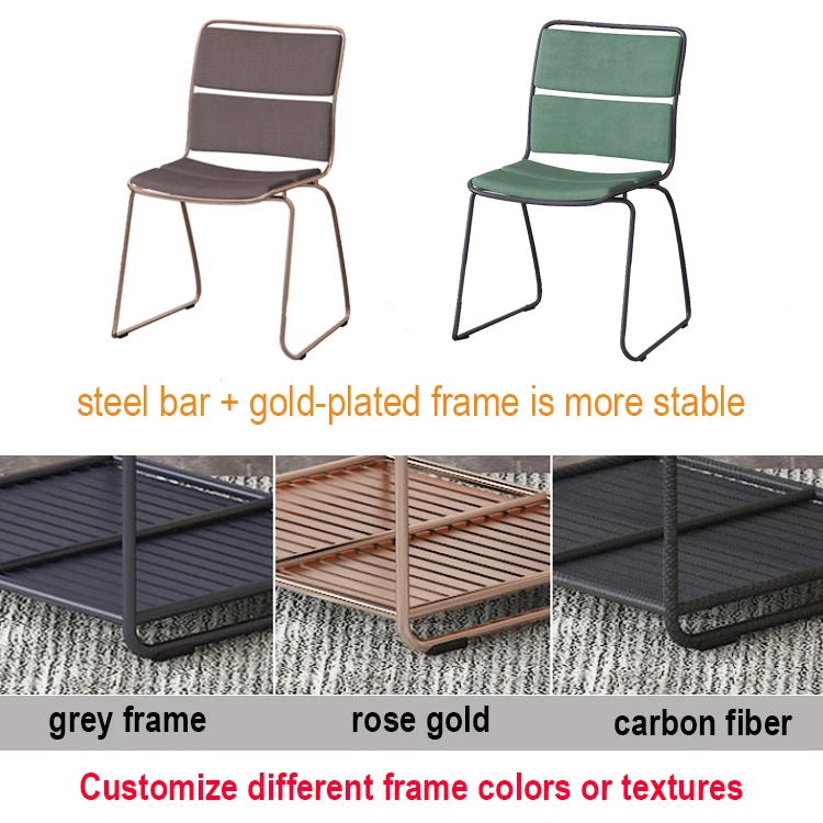 Высококачественный роскошный тканевый обеденный стул K & B с металлической рамой и мягкой спинкой для