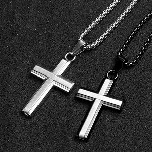 Trendy Stainless Steel Cross Pendant Necklace for Men-Fashionable Charms Jewelry