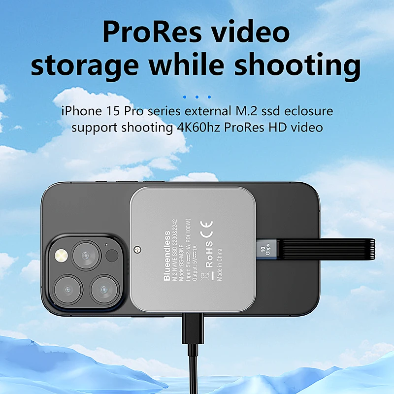 New Magnetic Heatsink 2230 2242 NVME SSD External Portable Enclosure  Case 10Gbps with Cooling Fan for iPhone 15 Pro Max