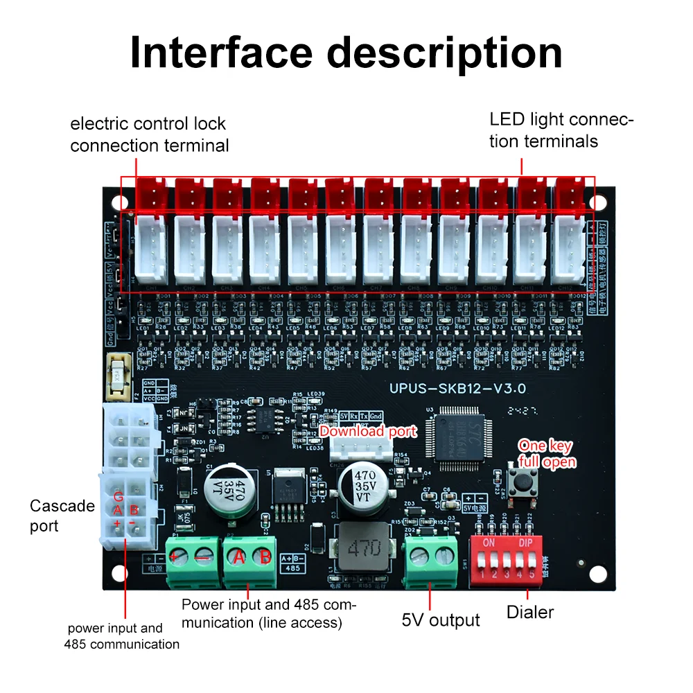 Upus Rs485 Communication Protocol Android 11.0 Smart Lock 27CH Controller Smart Parcel Locker & Vending Machine Control Board