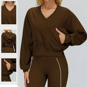Female Sports Workout Wear Clothes High Quality Pullover Hoodies Long Sleeve Top Women Yoga Jacket