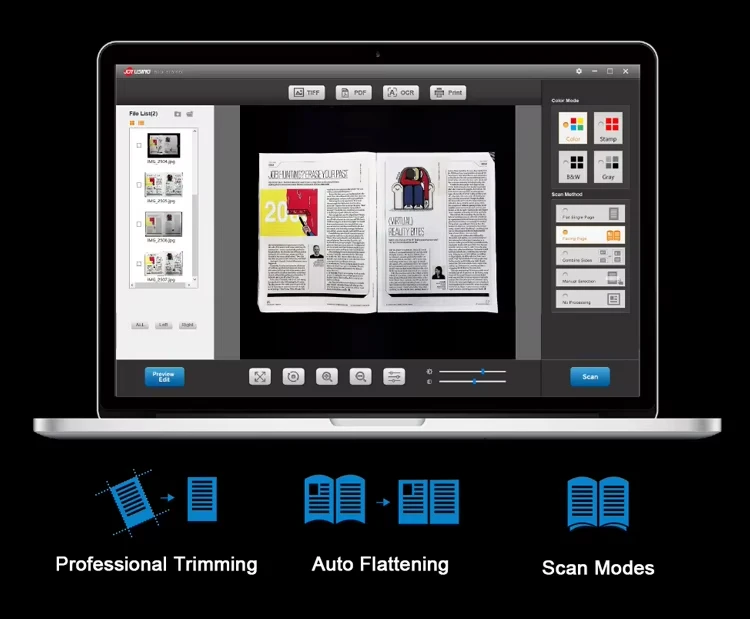 High Speed Automatic Book Scanner Portable Document Scanner A3 Document Camera