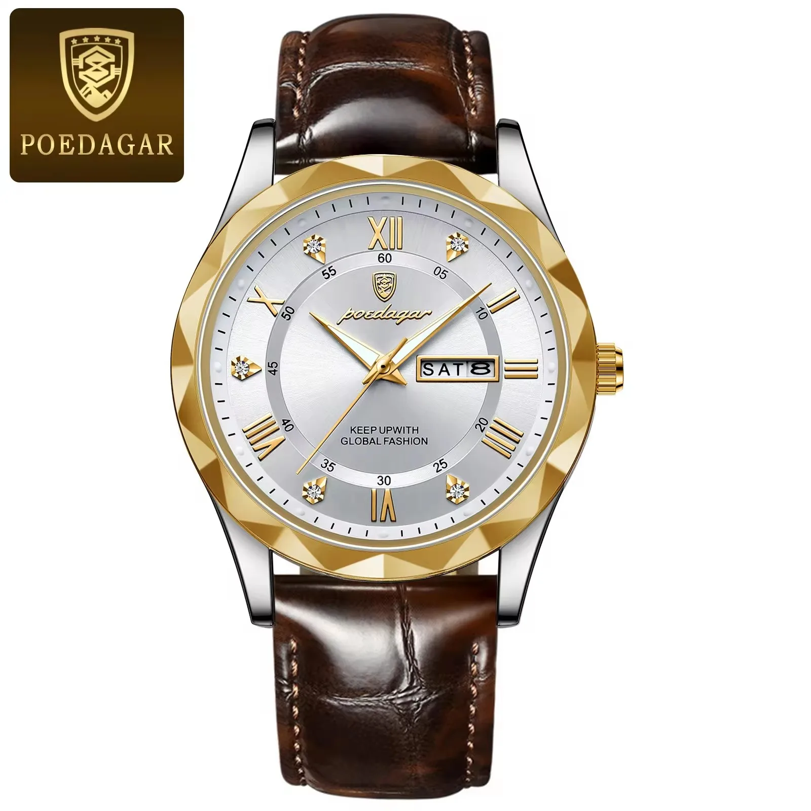 New Poedagar 615 Men's Watches Fashion Trend Quartz Wristwatch Date Week Montre Homme Or aperçu 13