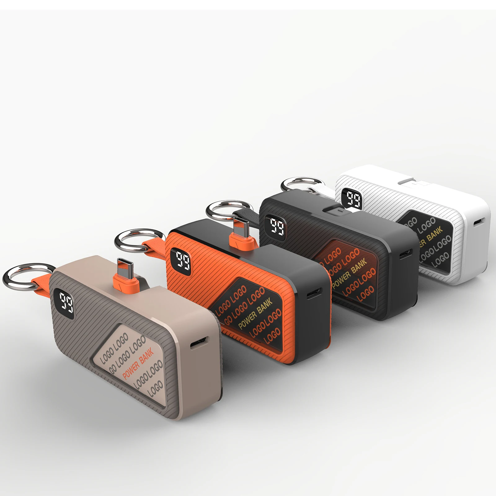 New Portable Key Chain Mini Power Bank 3000-5000 MAh Built-in Cable Type C Mobile Power Supply Pocket Power Station Custom Logo