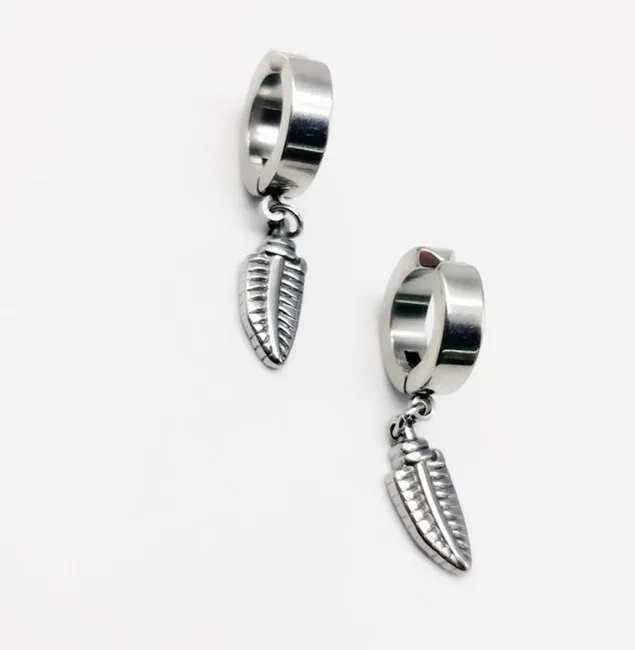 korean stainless steel leaves earrings clip