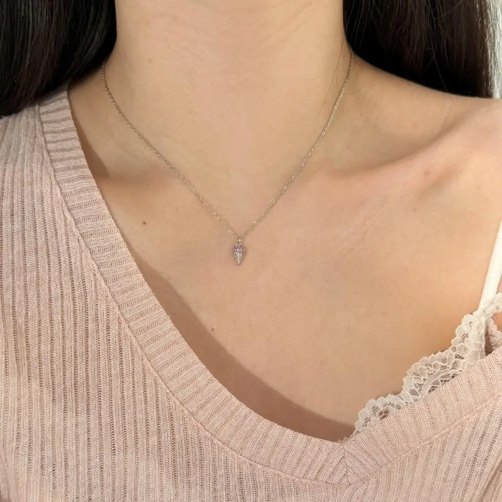 KAKODIY Adjustable 5A Zircon Fine Jewelry for Women Pendant Ice Cream Shape 925 Sterling Silver Necklace detail 9