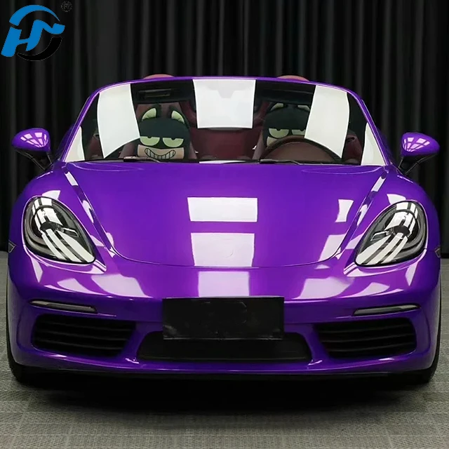 Foshan Factory Wholesale PET TPU Cast Glossy Metallic Plum Explosion Purple Car Wrap Vinyl 1.52X18M/5X60FT One Full Car Stickers