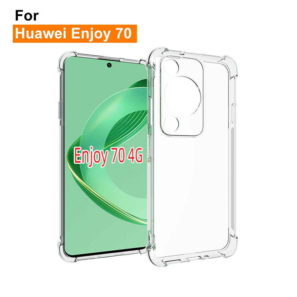 Funda de teléfono transparente clara para Huawei Enjoy 70 4G, fundas de TPU, protección de lente de cámara, agujero de precisión personalizado SJK295  