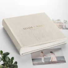 Custom Linen Cover Anniversary Scrapbook Album Large Traditional Dry Mount Book Bound Wedding Photo Album