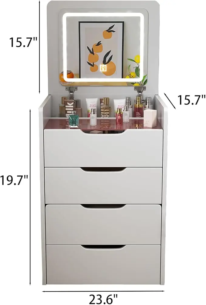 2024 Mini Dressing Table With Mirror Multifunctional Makeup  Vanities Set With Lights Nightstand Dressing Table
