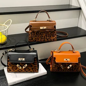 Leopard Print Handbag Women's New Light Luxury High-end Small Square Bag Commuting  Messenger Bag