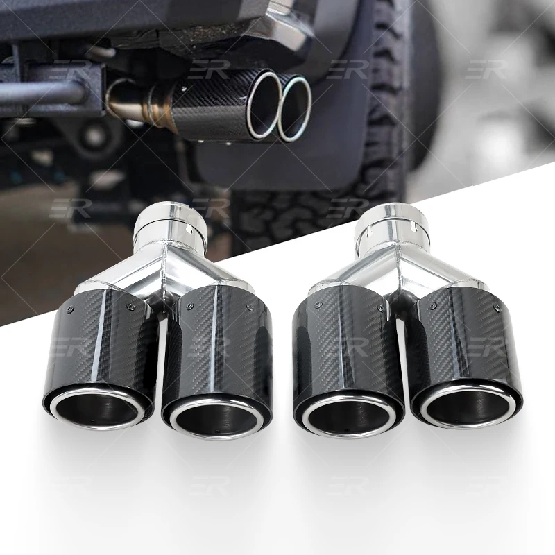 Factory Customized HKS Dual Carbon Fiber Exhaust Tips Double Outlet Muffler Tail Pipe Exhaust Upgrade