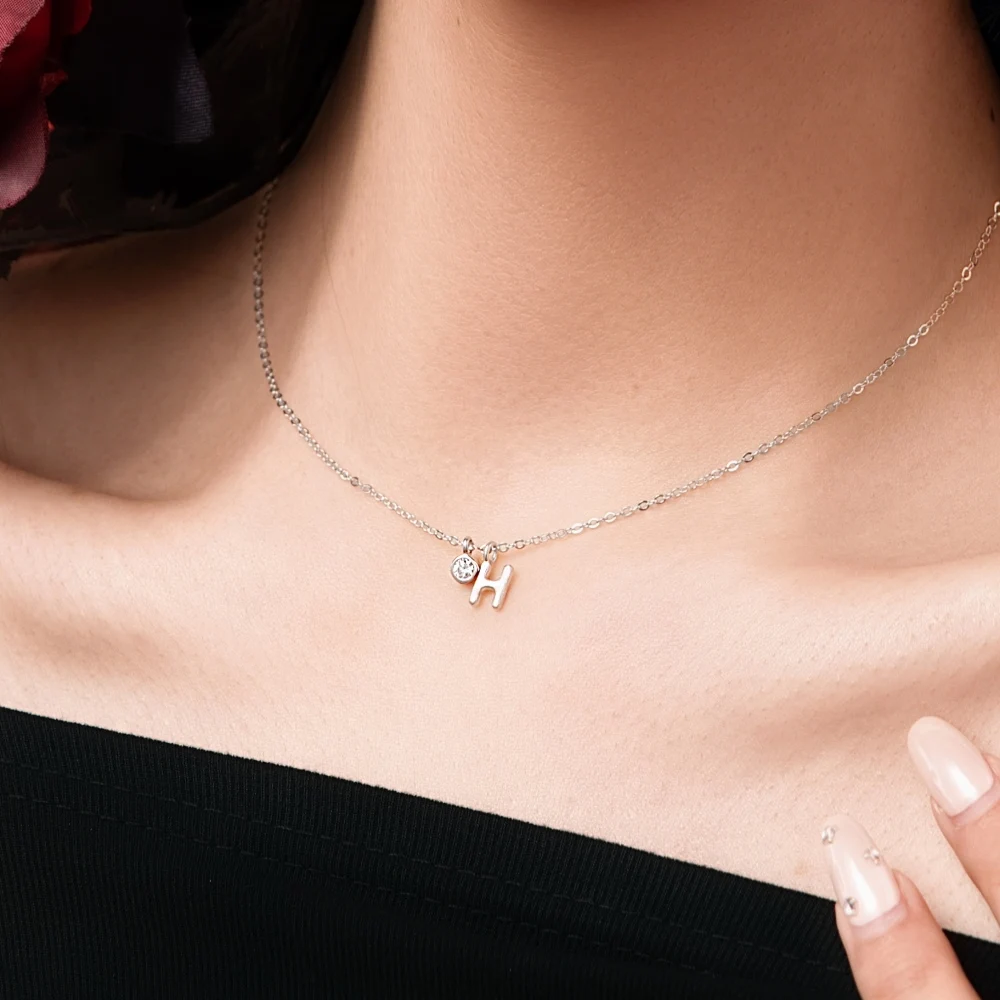 KAKODIY -H- Initial Pendant Necklace 925 Sterling Silver with 5A Cubic Zirconia 26 Monogram Monogram Jewelry for Women Gift detail 3