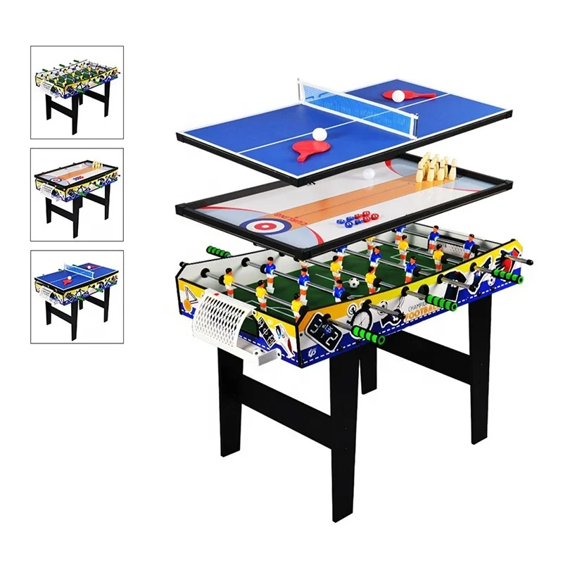 4 FT 4 in 1 Tabletop Combo Billiards Table,  Soccer Table ,Tennis ,Ice Hockey Arcade Table Games Indoor Sport Game Goods