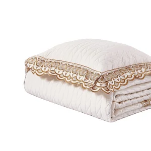 KOSMOS 3pcs Bedding Set Polycotton Embroidery Bed Cover Solid Pattern Lace Bedspread Woven Technique for Home Use