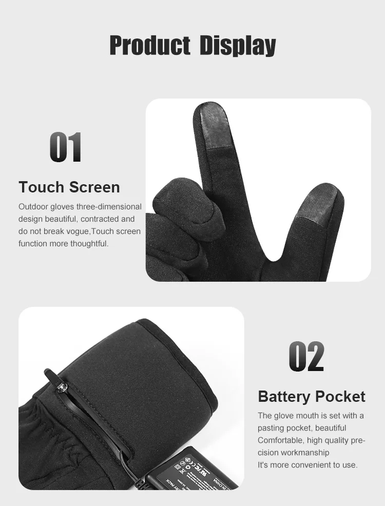 Touch Screen Thinnest Battery Rechargeable Electric Guantes Winter Hand ...
