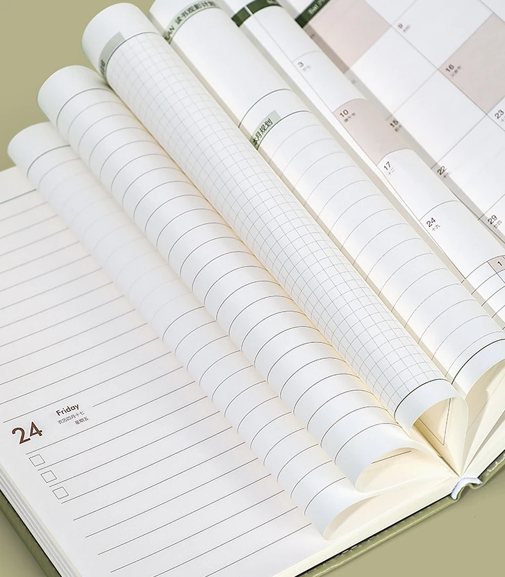 2024 PU Hand cover  Agenda Book Self-Discipline Clocking Time Management Efficiency Manual High-value Minimalist Notebook