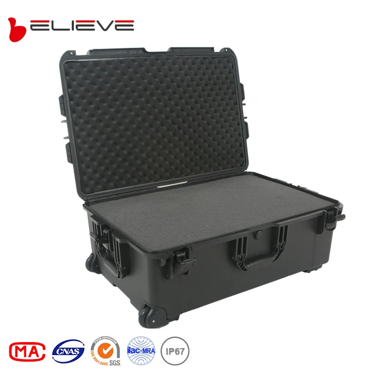 Plastic Hard Case with Wheels Weather-Proof Waterproof EVA Foam Lining for Outdoor Tool Storage OEM Supported