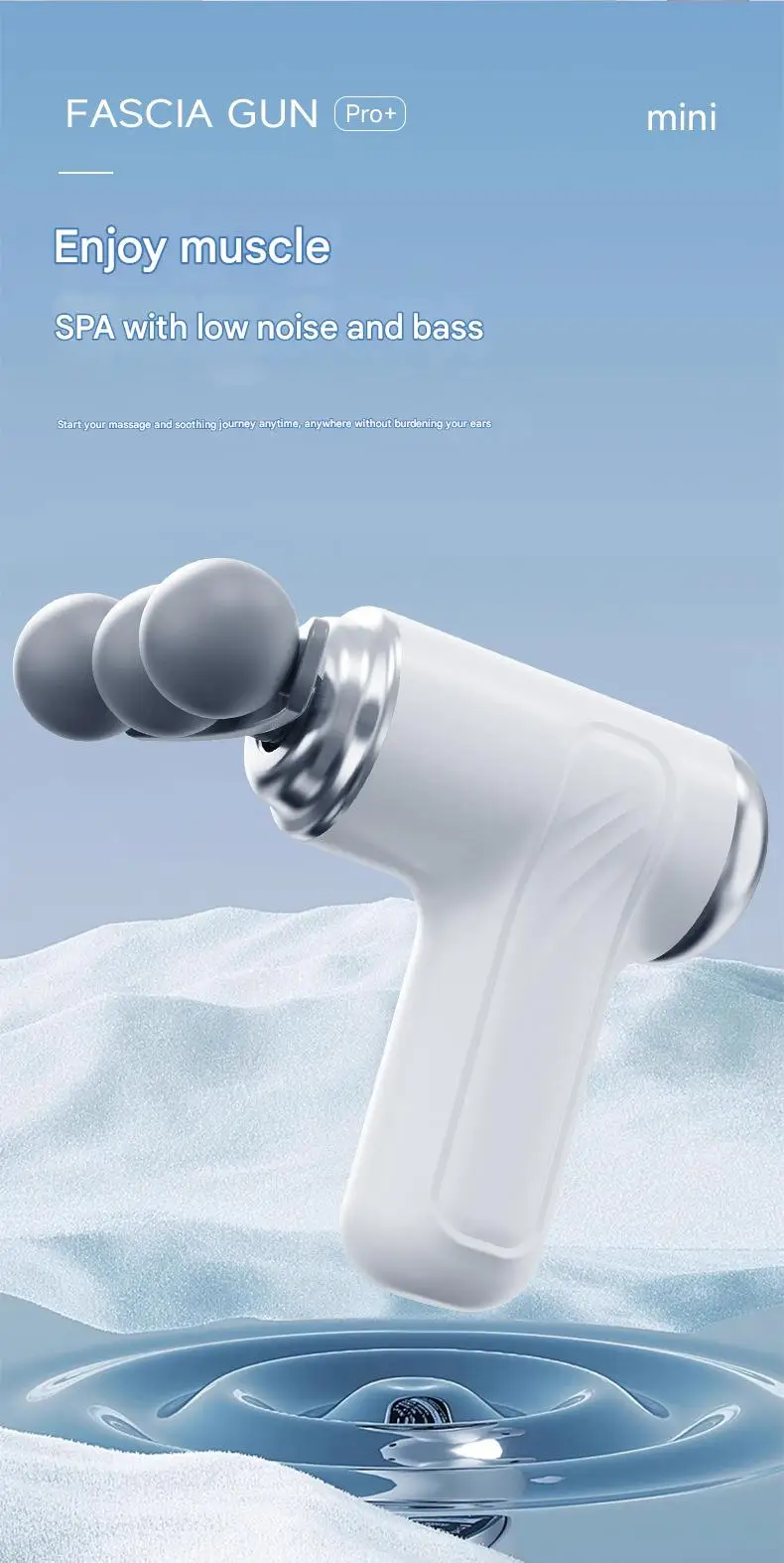 Triple Head Fascial Gun Massage 6 Adjustable Speed Levels Mini and Easy to Handle