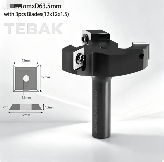 TEBAK 8mm 12mm Shank T Shaped Woodworking Milling Bit, T Blade Slotting Groove Milling Cutter for Wood Grooving Processing