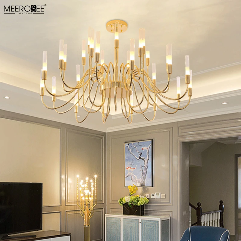 Meerosee Bamboo Light Chandeliers Gold Plated Iron Chandelier Lustres Modernes Contemporary Lighting MD86811