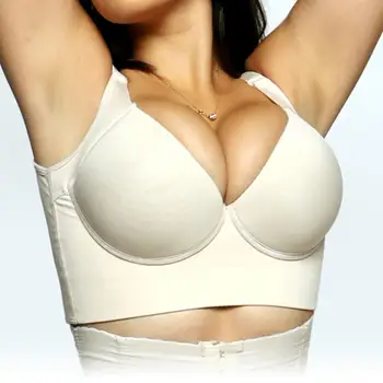 SMOOTHING BRA Push-Up Bra Covered Back V Neckline Wider Straps Back & Sides Smoothing Bra