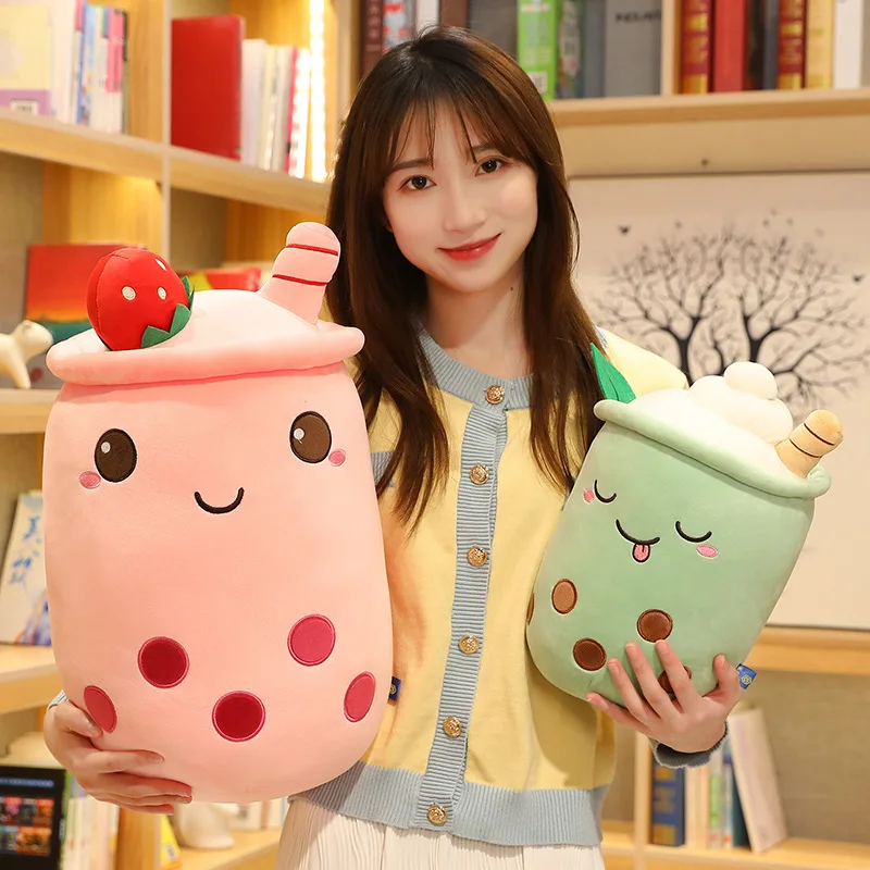 Cute Soft Bubble Boba Milk Tea Cup Shaped Pillow Plush Stuffed Pearl ...