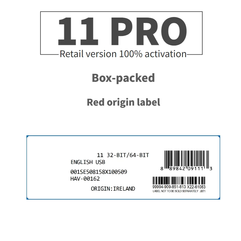 Genuine Win11 Pro Retail License Key Online Activation Sliver Label For Win 10 Pro Key Sticker 8178