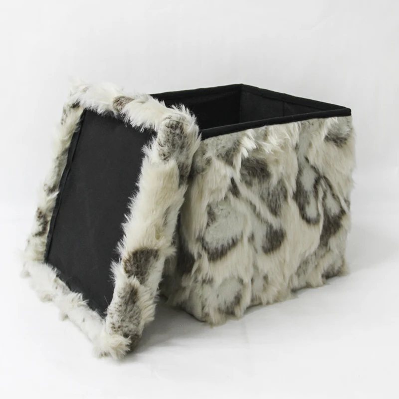 
Factory customized faux fur fabric cube foldable storage chair for bedroom decoration new style sitting stools 