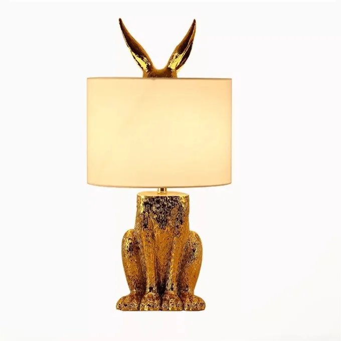 Modern European Retro Luxury  Rabbit Table Light  Gold Desk Light Bedroom Bedside LED Table Lamps